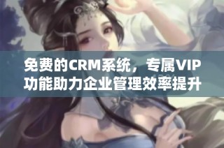 免费的CRM系统，专属VIP功能助力企业管理效率提升