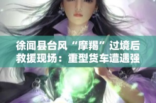 徐闻县台风“摩羯”过境后救援现场：重型货车遭遇强风翻覆