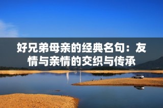 好兄弟母亲的经典名句：友情与亲情的交织与传承