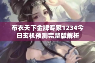 布衣天下金牌专家1234今日玄机预测完整版解析
