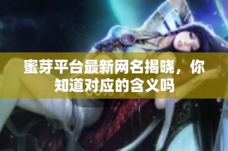 蜜芽平台最新网名揭晓，你知道对应的含义吗