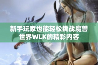 新手玩家也能轻松挑战魔兽世界WLK的精彩内容