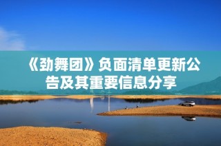 《劲舞团》负面清单更新公告及其重要信息分享