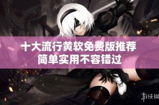 十大流行黄软免费版推荐 简单实用不容错过