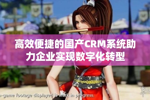 高效便捷的国产CRM系统助力企业实现数字化转型