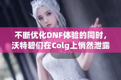 不断优化DNF体验的同时，沃特碧们在Colg上悄然泄露了什么秘密
