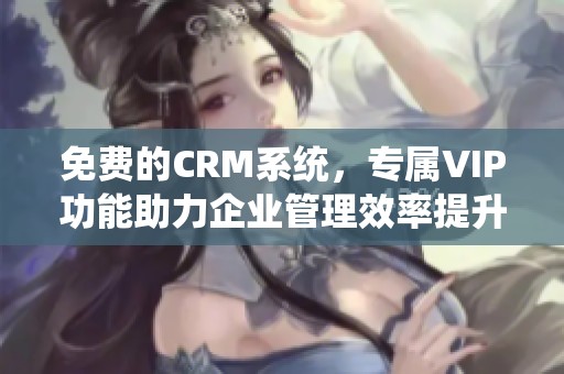 免费的CRM系统，专属VIP功能助力企业管理效率提升