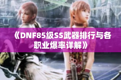 《DNF85级SS武器排行与各职业爆率详解》