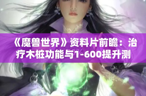 《魔兽世界》资料片前瞻：治疗木桩功能与1-600提升测试全面解析