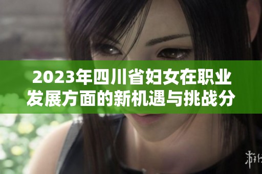 2023年四川省妇女在职业发展方面的新机遇与挑战分析