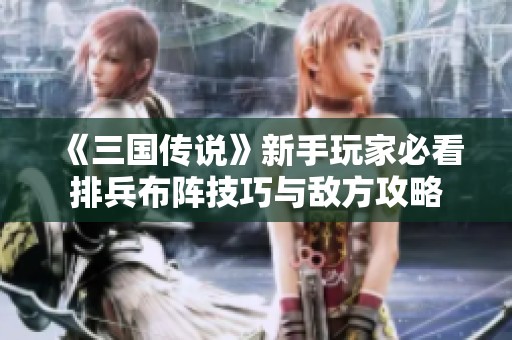 《三国传说》新手玩家必看排兵布阵技巧与敌方攻略