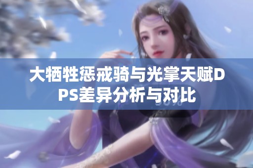 大牺牲惩戒骑与光掌天赋DPS差异分析与对比