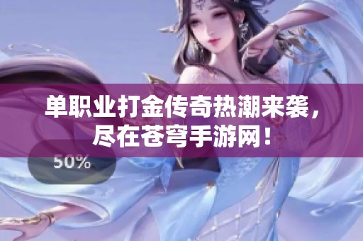 单职业打金传奇热潮来袭，尽在苍穹手游网！