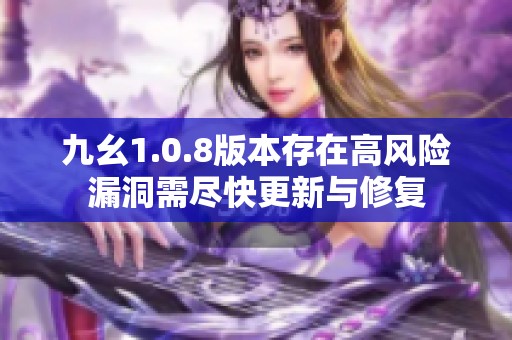 九幺1.0.8版本存在高风险漏洞需尽快更新与修复