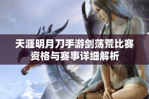 天涯明月刀手游剑荡荒比赛资格与赛事详细解析