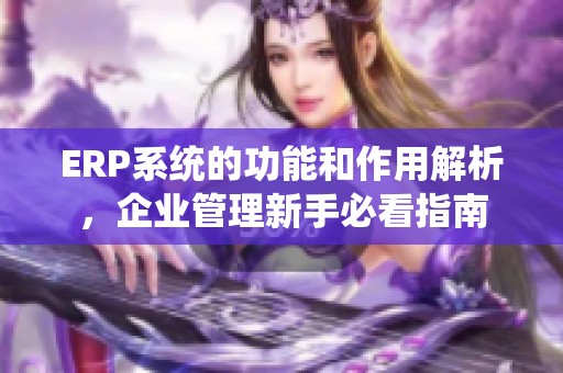 ERP系统的功能和作用解析，企业管理新手必看指南