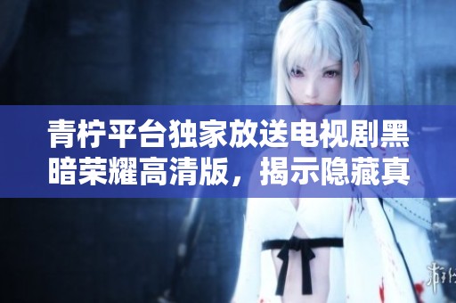 青柠平台独家放送电视剧黑暗荣耀高清版，揭示隐藏真相