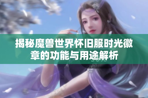 揭秘魔兽世界怀旧服时光徽章的功能与用途解析
