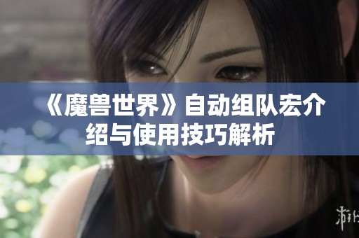 《魔兽世界》自动组队宏介绍与使用技巧解析