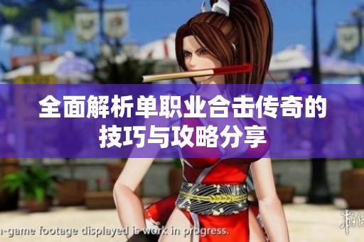 全面解析单职业合击传奇的技巧与攻略分享